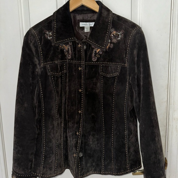 Coldwater Creek Embellished Ladies Suede Jacket - Picture 3 of 4